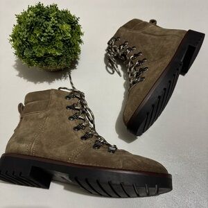 Mark & Spencer NWOT Brown Suede Leather Lace‎ Up Combat Hiking Boots US Size 7